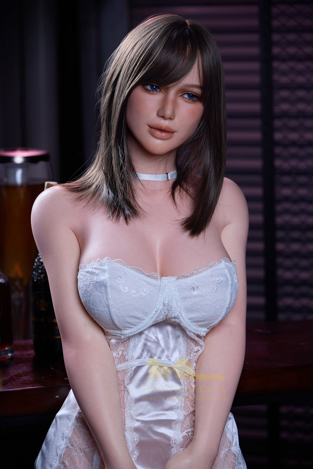 Celine 164cm (5ft4) E-Cup Natural skin seamless neck AIO body Real Life Silicone Sex Doll - IronTech Doll®