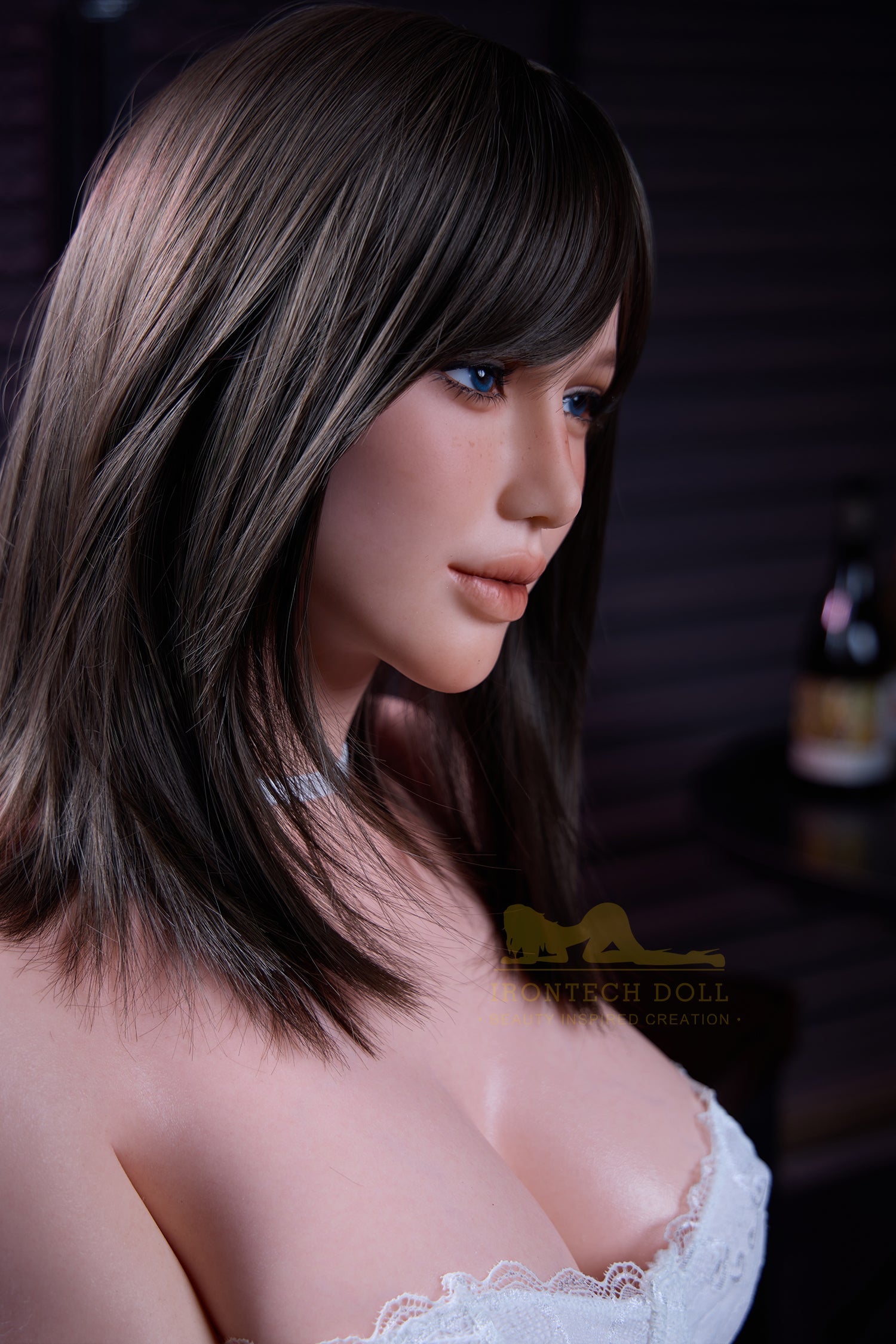 Celine 164cm (5ft4) E-Cup Natural skin seamless neck AIO body Real Life Silicone Sex Doll - IronTech Doll®