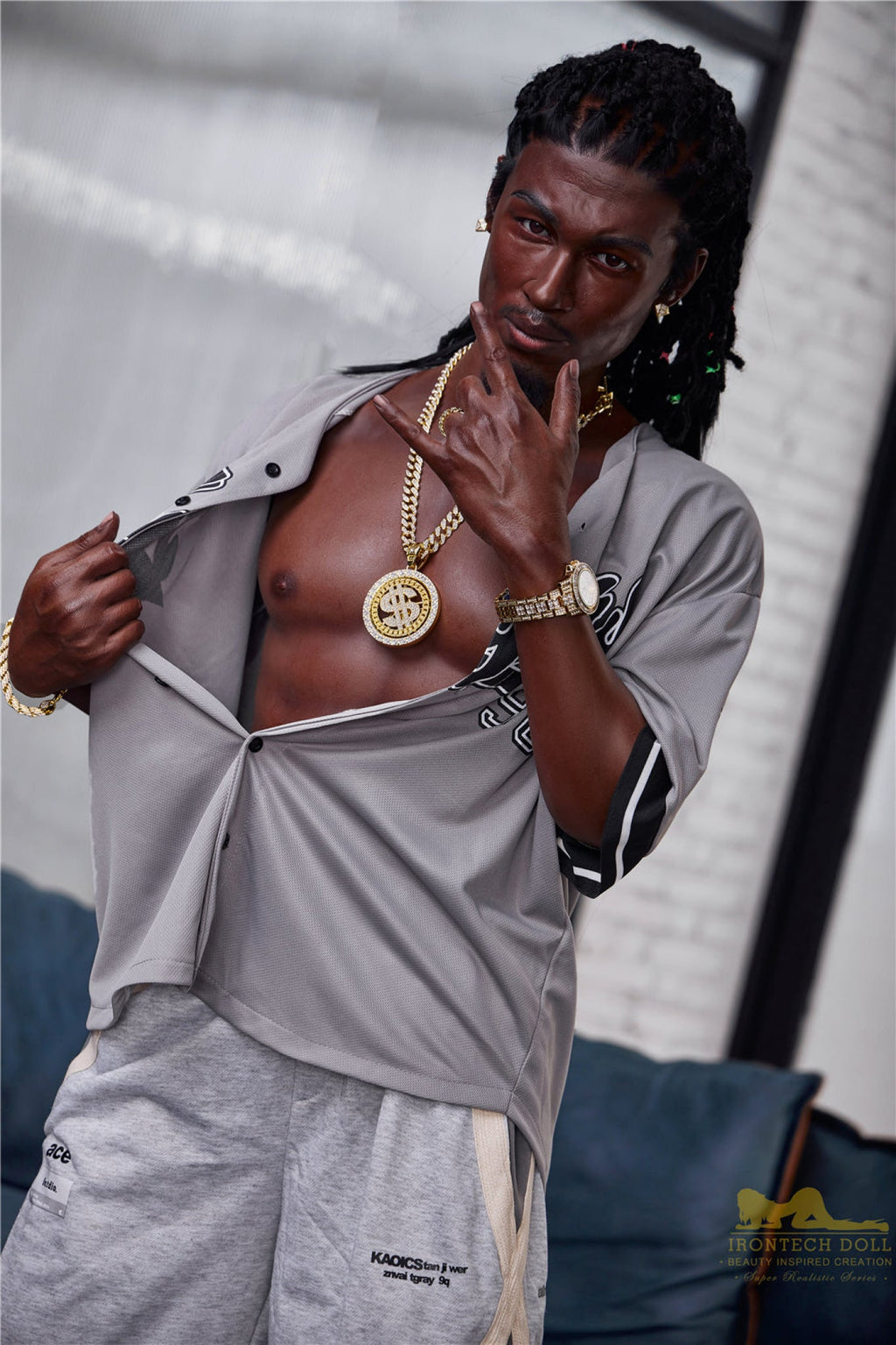 Bill  170cm(5ft7)  Ebony Silicone Male Sex Doll - IronTech Doll®