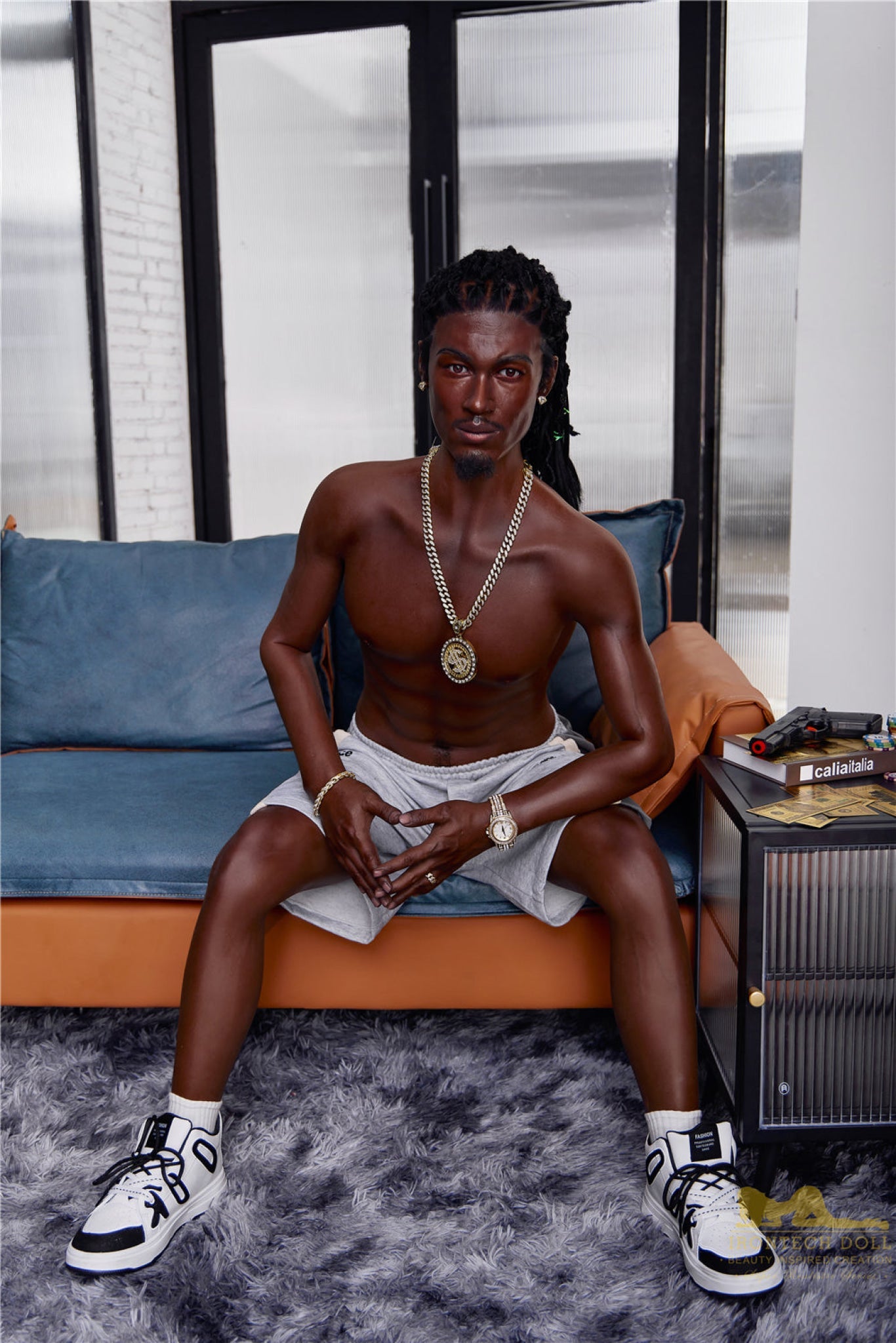 Bill  170cm(5ft7)  Ebony Silicone Male Sex Doll - IronTech Doll®