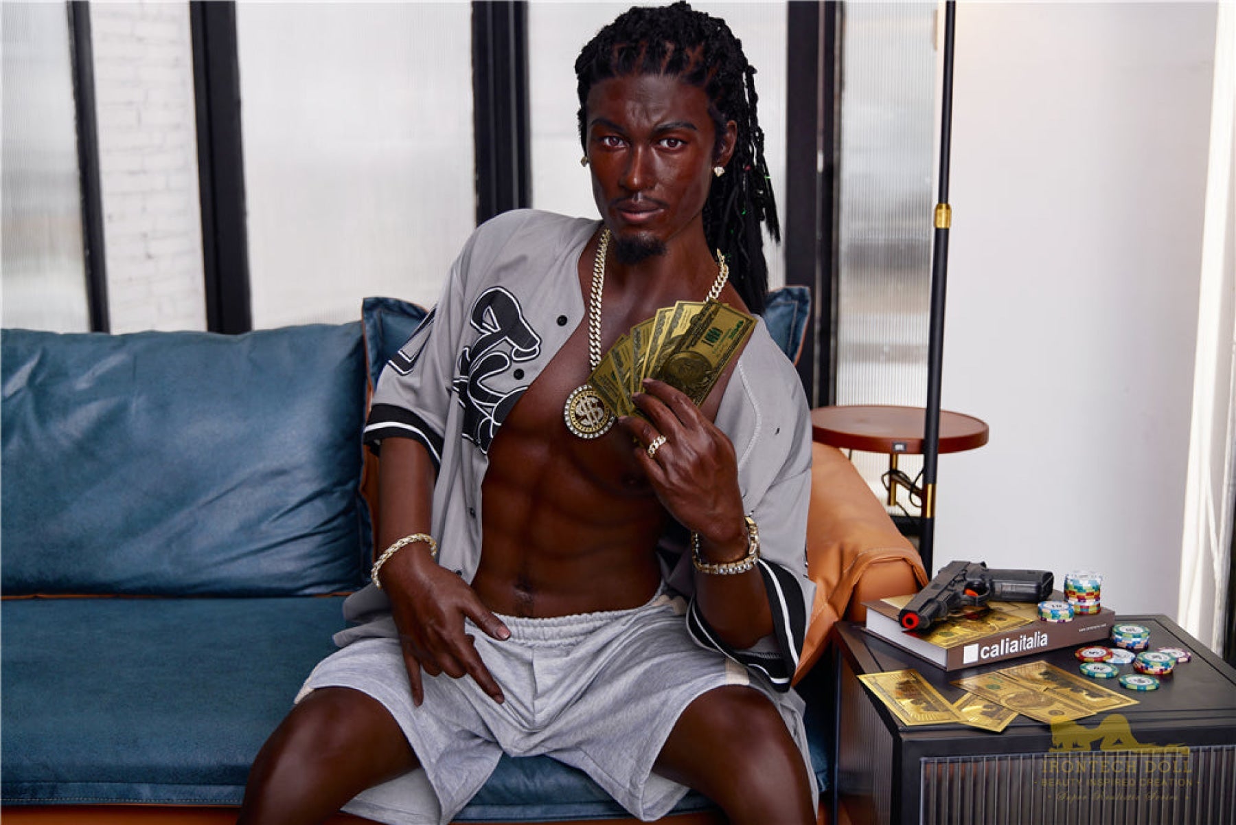 Bill  170cm(5ft7)  Ebony Silicone Male Sex Doll - IronTech Doll®