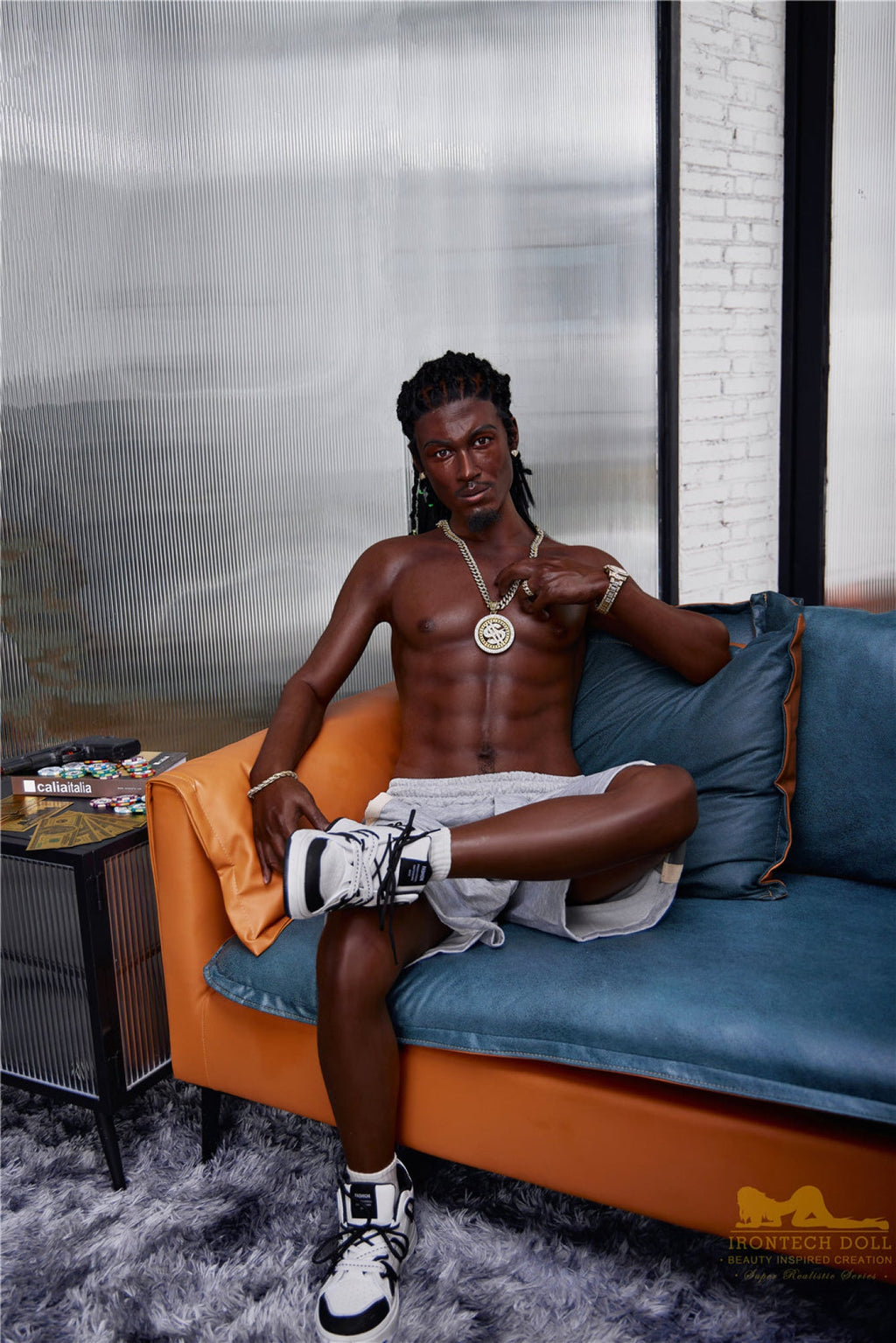 Bill  170cm(5ft7)  Ebony Silicone Male Sex Doll - IronTech Doll®