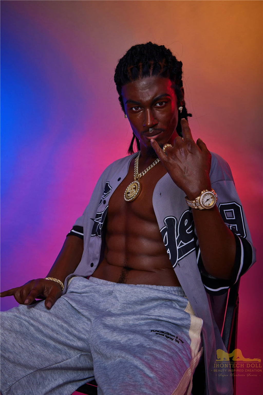 Bill  170cm(5ft7)  Ebony Silicone Male Sex Doll - IronTech Doll®
