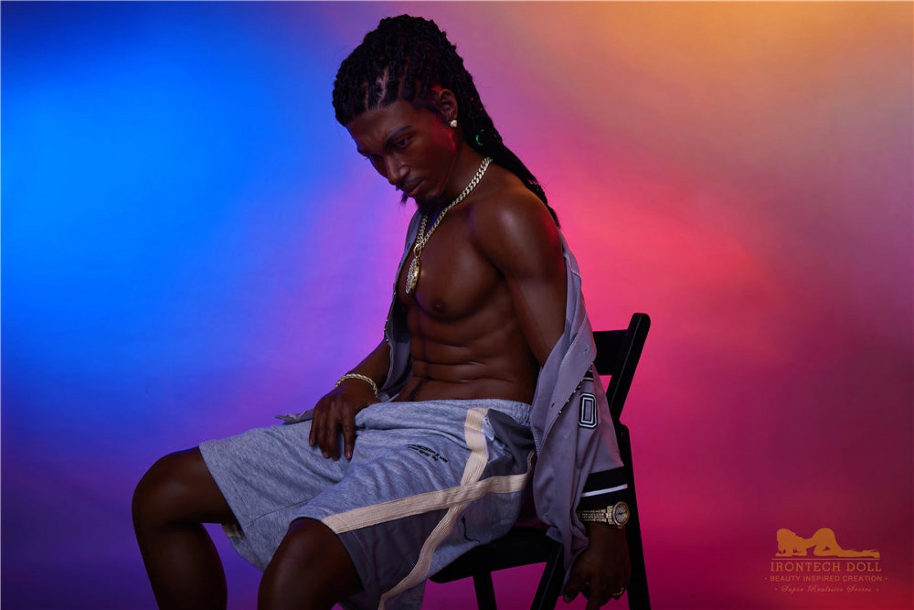 Bill  170cm(5ft7)  Ebony Silicone Male Sex Doll - IronTech Doll®