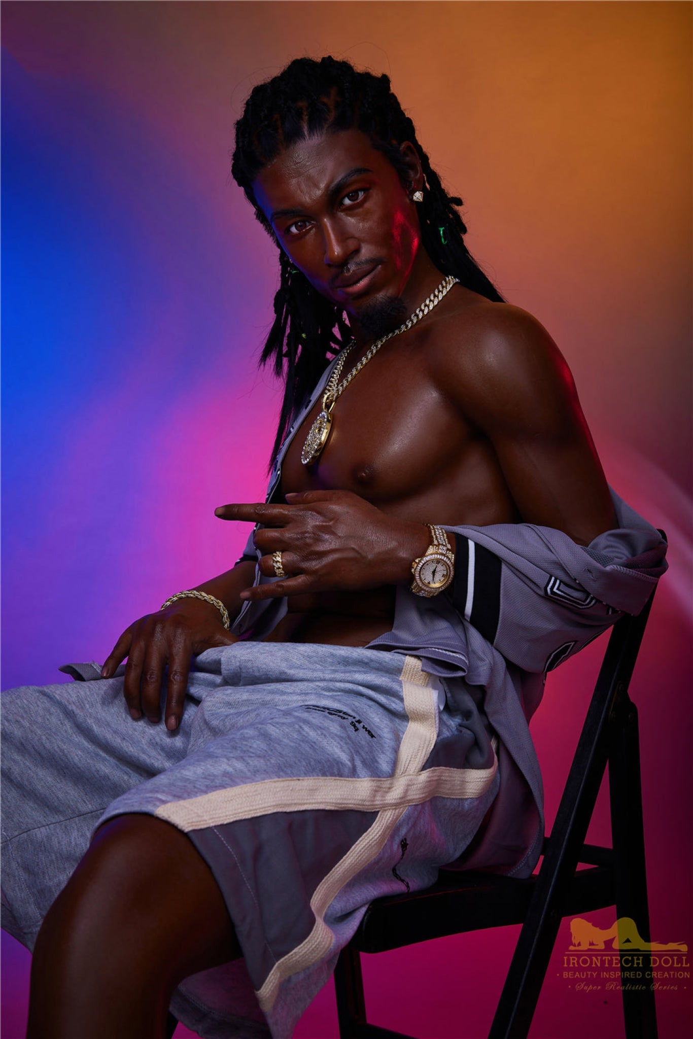 Bill  170cm(5ft7)  Ebony Silicone Male Sex Doll - IronTech Doll®