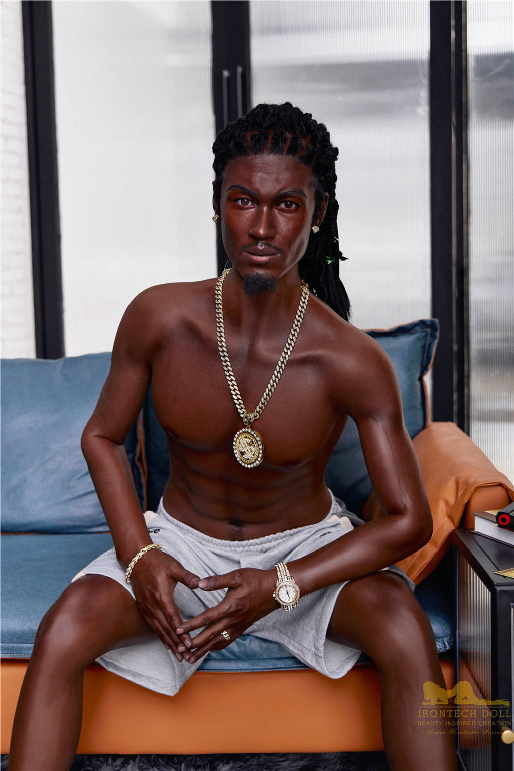 Bill  170cm(5ft7)  Ebony Silicone Male Sex Doll - IronTech Doll®