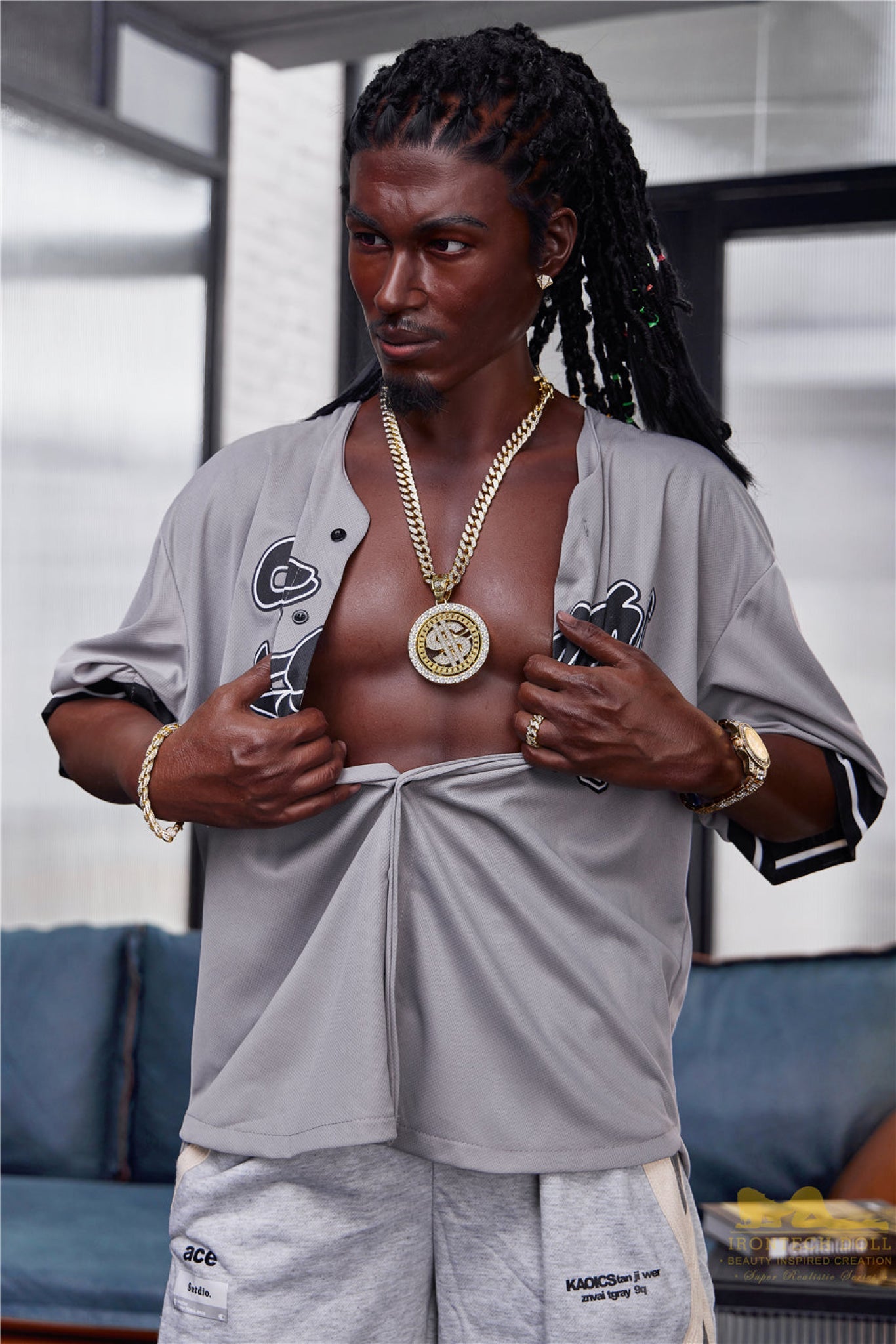 Bill  170cm(5ft7)  Ebony Silicone Male Sex Doll - IronTech Doll®