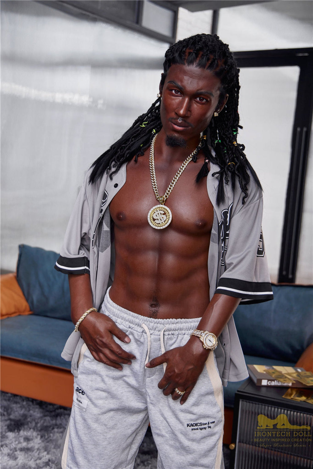 Bill  170cm(5ft7)  Ebony Silicone Male Sex Doll - IronTech Doll®