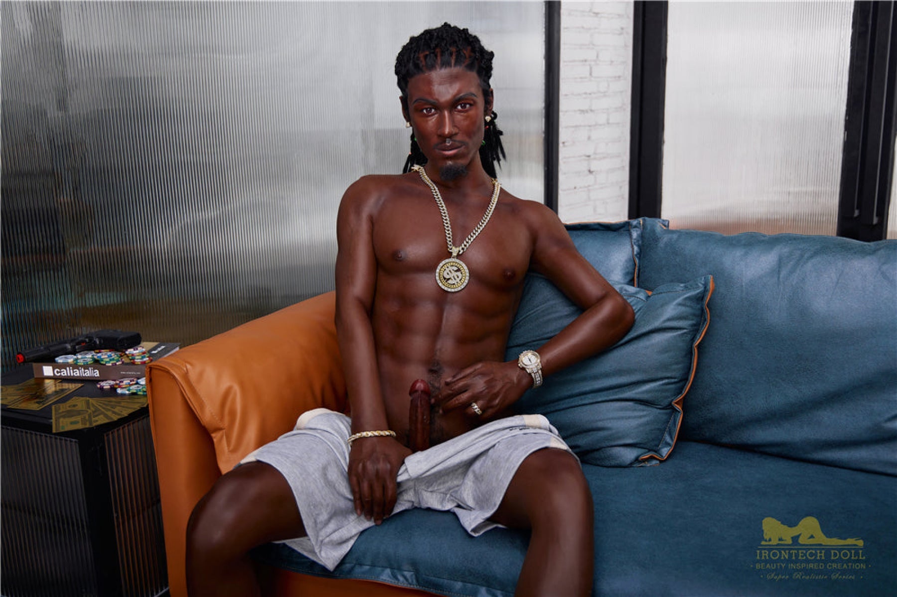 Bill  170cm(5ft7)  Ebony Silicone Male Sex Doll - IronTech Doll®