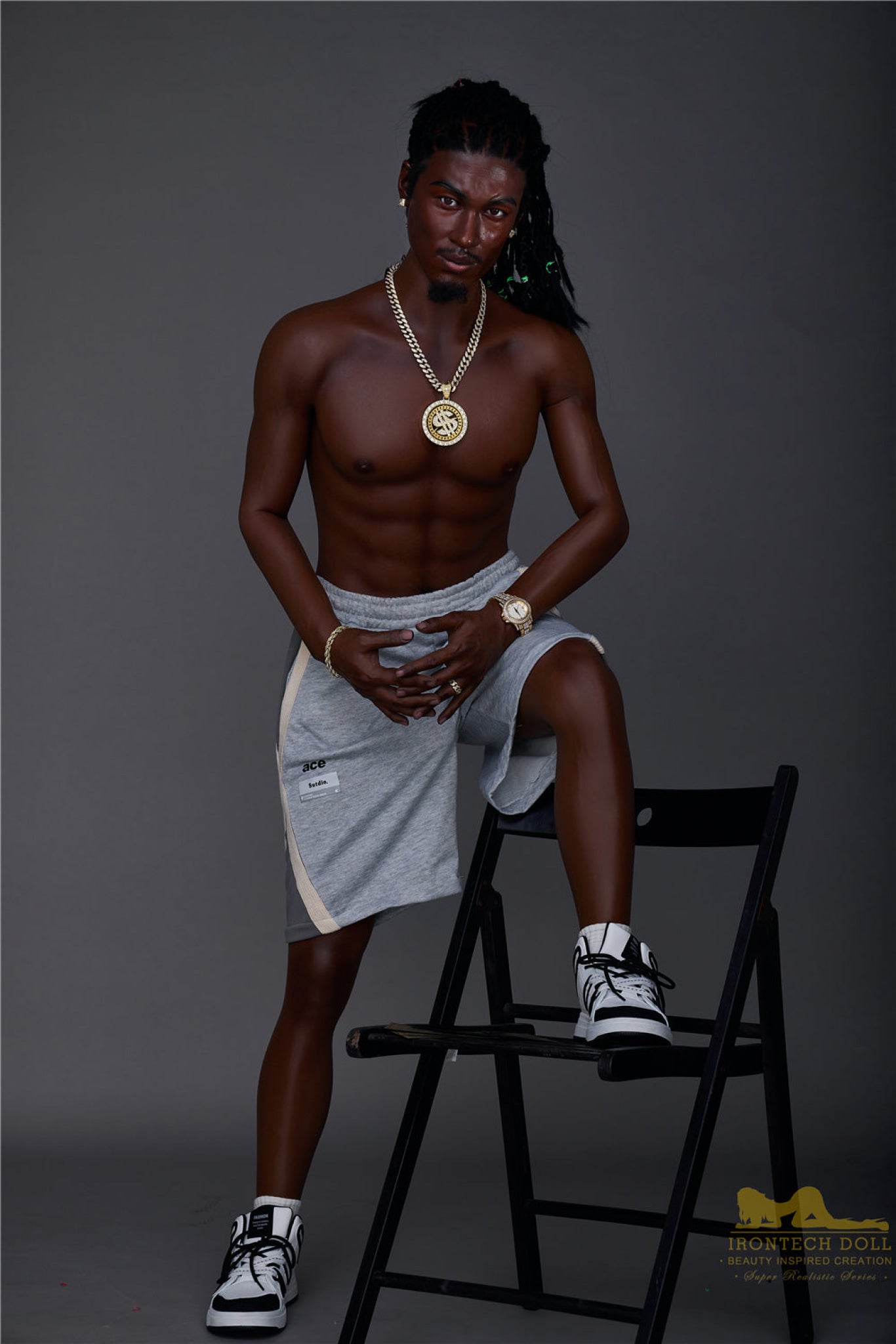 Bill  170cm(5ft7)  Ebony Silicone Male Sex Doll - IronTech Doll®