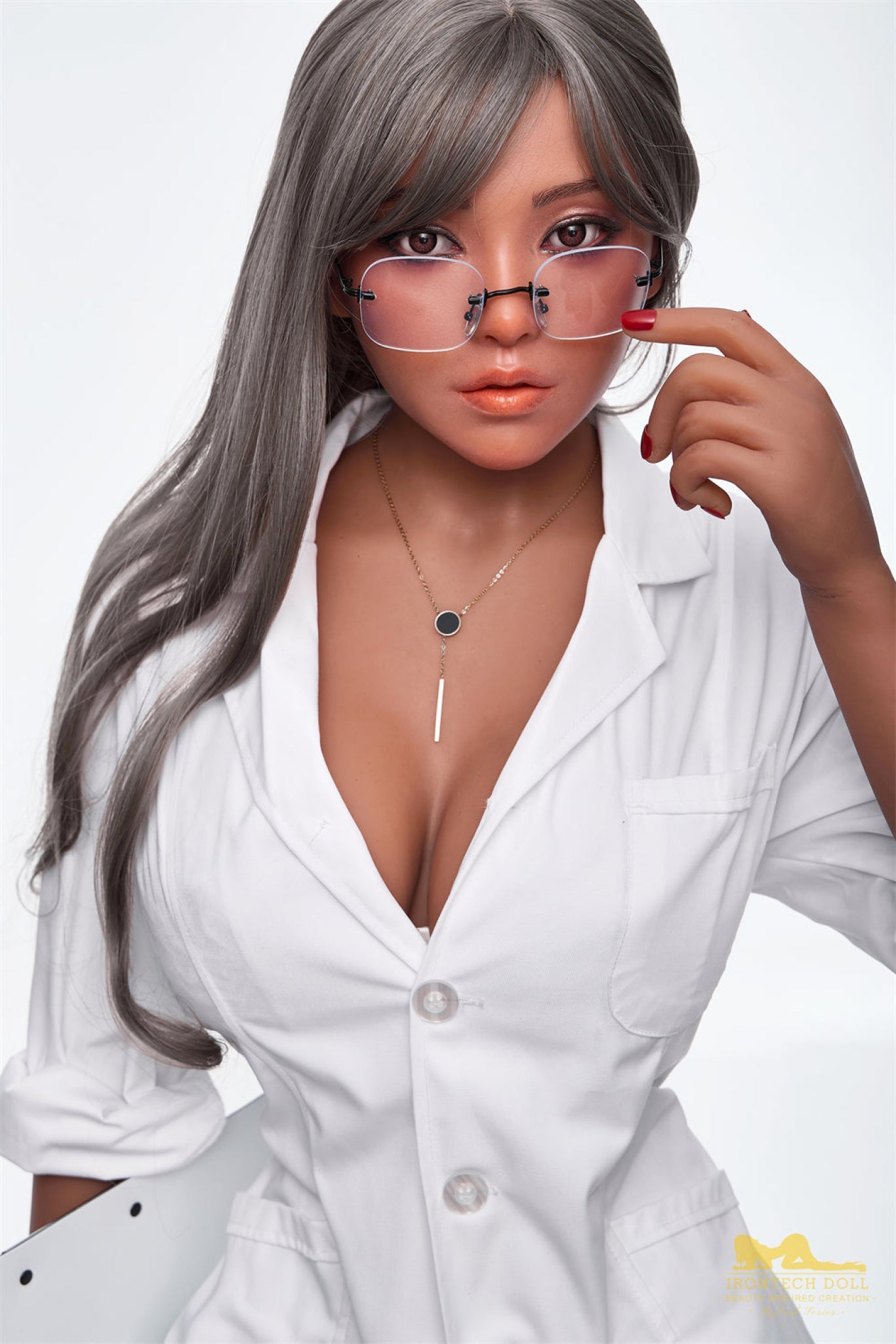 Eileen 164cmplus (5ft4) F-Cup Dark Tanned Realistic Silicone Head + TPE Body - IronTech Doll®
