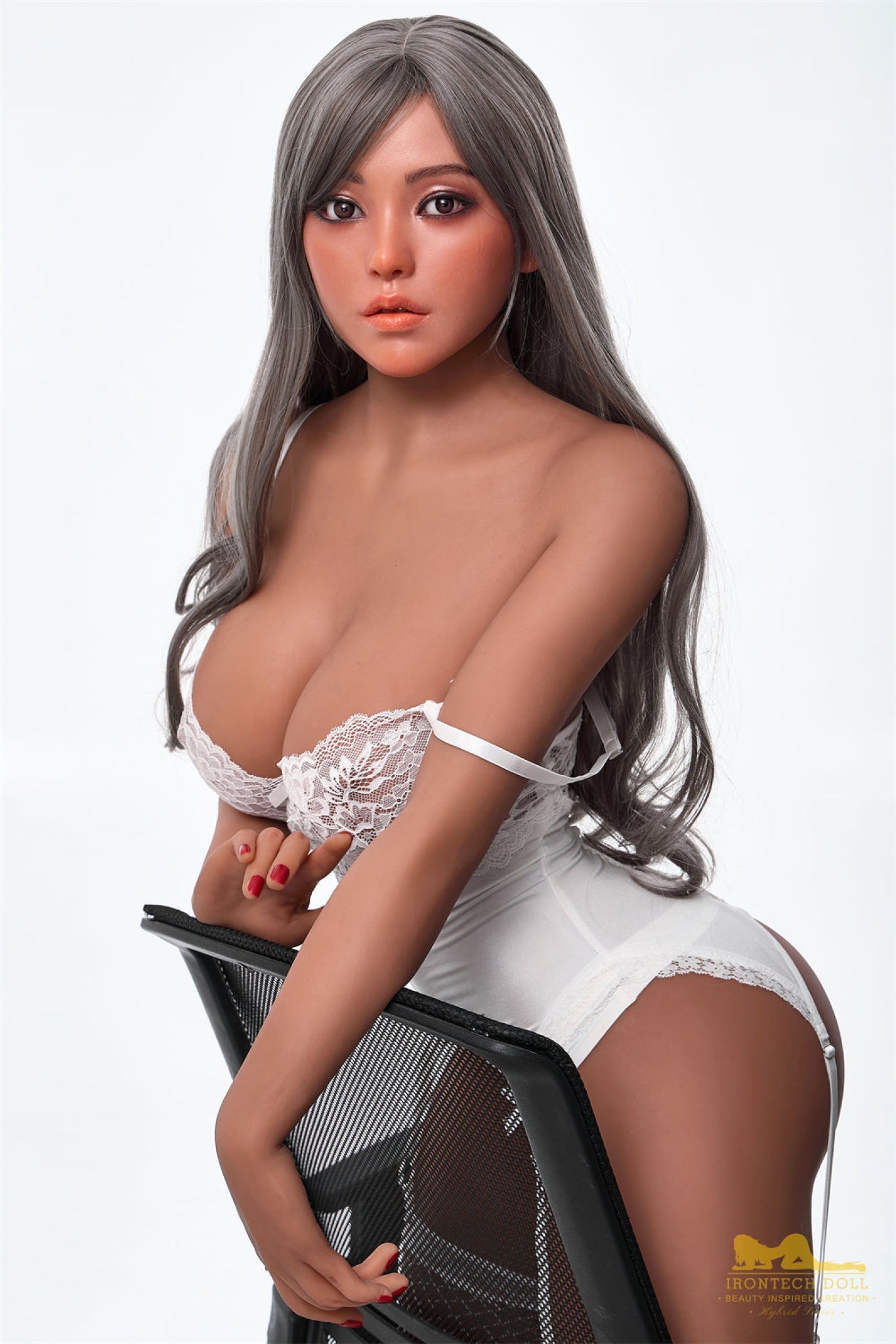 Eileen 164cmplus (5ft4) F-Cup Dark Tanned Realistic Silicone Head + TPE Body - IronTech Doll®